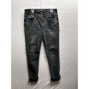 Judy Blue Black Cuffed Distressed Jeans Skinny Fit Juniors Size 7 | 28